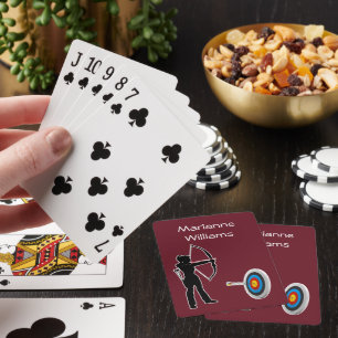 Archery Female Archer Silhouette and Target Poker Cards