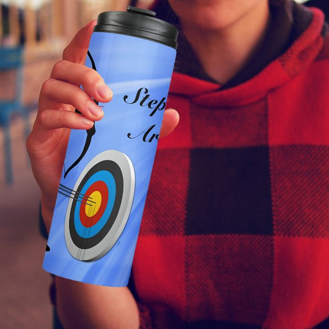 Archery Female Archer with Target personalize Thermal Tumbler (Enjoy your hot or cold beverage anytime.)
