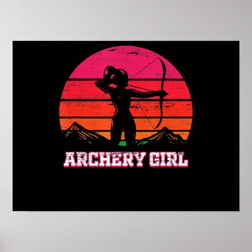 Archery Girl Archer Bow and Arrow Lady Vintage Poster