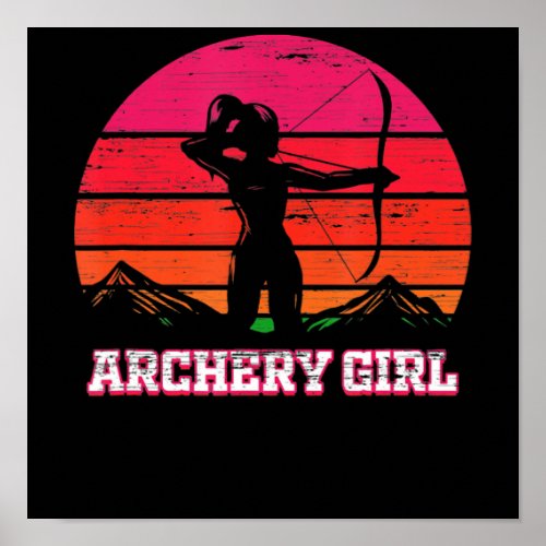 Archery Girl Archer Bow and Arrow Lady Vintage Poster