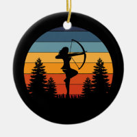 Archery Girl Archer Bow Vintage Retro Sunset