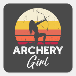 Archery Girl Bow and Arrow Square Sticker