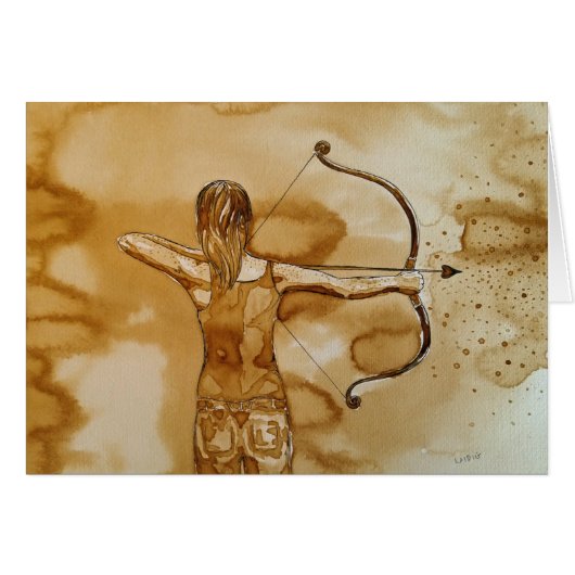 archery girl greeting card (Front Horizontal)