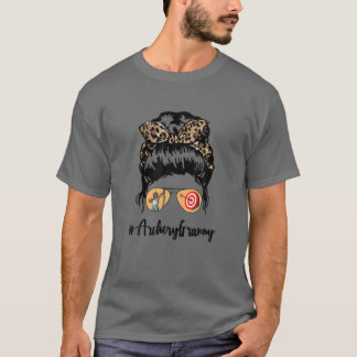Archery Granny Messy Hair Bun Leopard Women Mother T-Shirt
