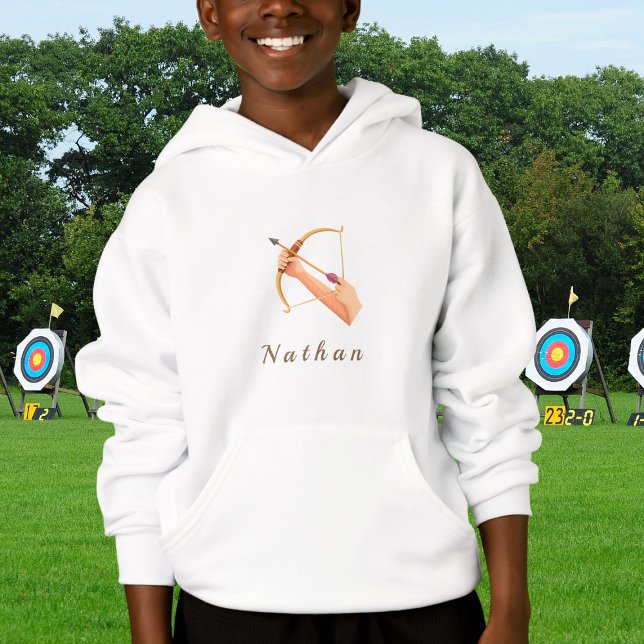 Archery Hands Bow & Arrow Kids Name Pastel Cream Hoodie (Creator Uploaded)