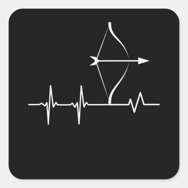 Archery Heartbeat Pulse Bow And Arrow Square Sticker (Front)