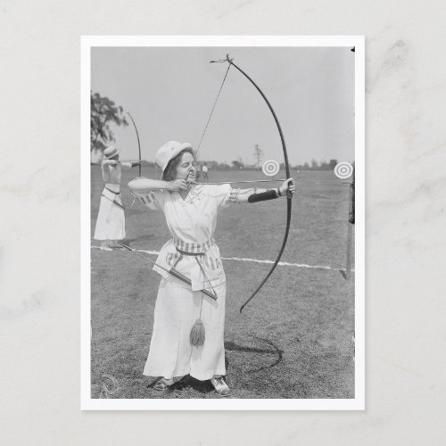 Archery History Woman Archer 1915 Photo Postcard