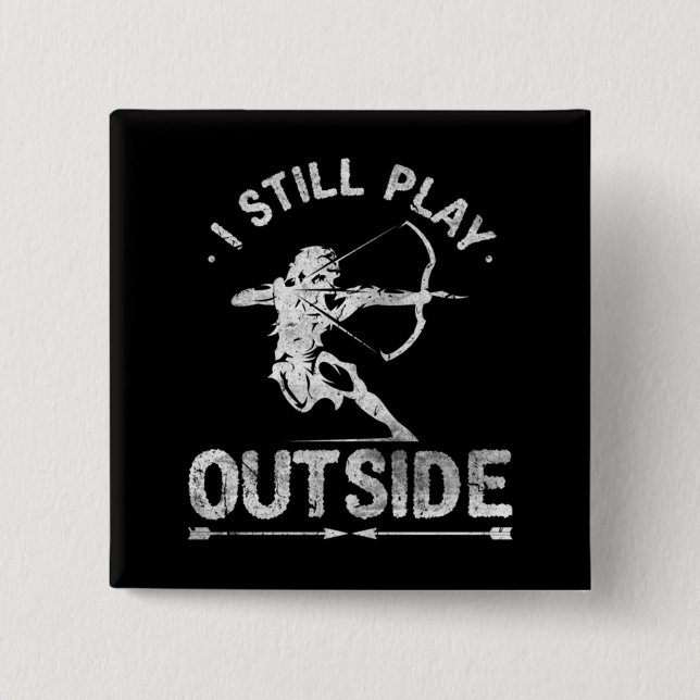 Archery Hunter Bow Hunting Distressed Button (Front)