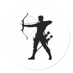 Archery hunter silhouette  classic round sticker