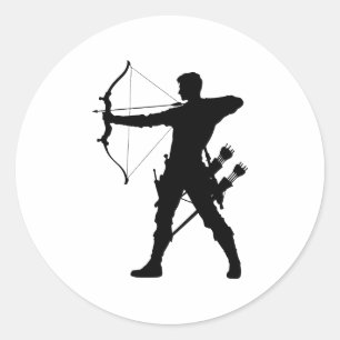 Archery hunter silhouette classic round sticker