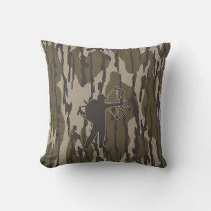 Archery hunting bottomland camo bow hunting throw pillow