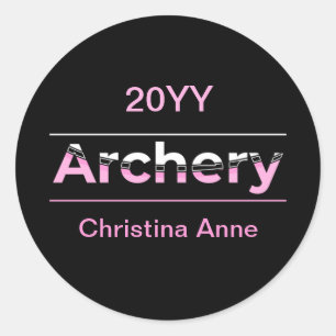 Archery Minimalist Modern Art - Pink Arch Classic Round Sticker