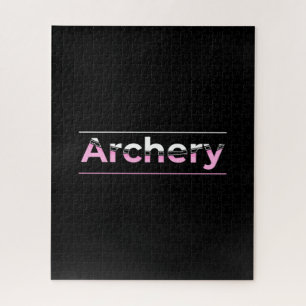 Archery Minimalist Modern Art - Pink Arch Jigsaw Puzzle