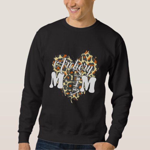 Archery Mom Leopard Heart Game Day Cheer Mom Mothe Sweatshirt