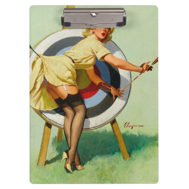 Archery Pin-Up Girl Clipboard (Front)