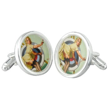 Archery Pin-up Girl Cufflinks by PinUpGallery at Zazzle
