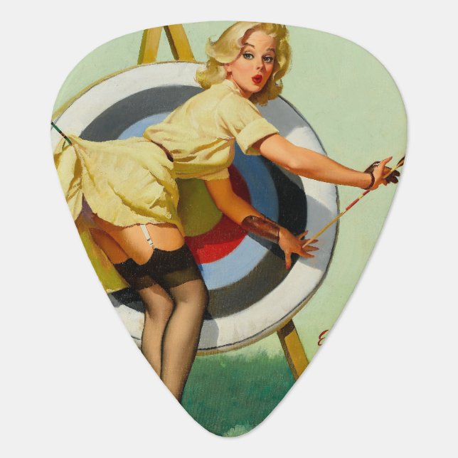 Archery Pin-Up Girl Guitar Pick (Front)