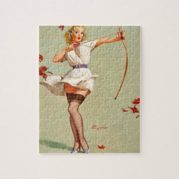 Archery Pin-up Girl Jigsaw Puzzle by PinUpGallery at Zazzle