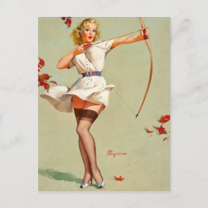 Archery Pin-Up Girl Postcard