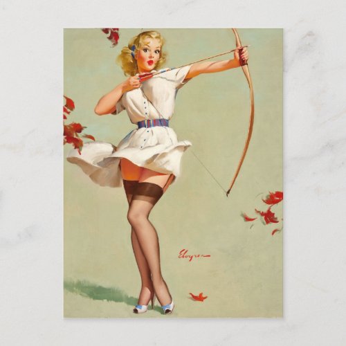 Archery Pin_Up Girl Postcard