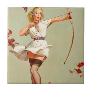 Archery Pin-Up Girl Tile