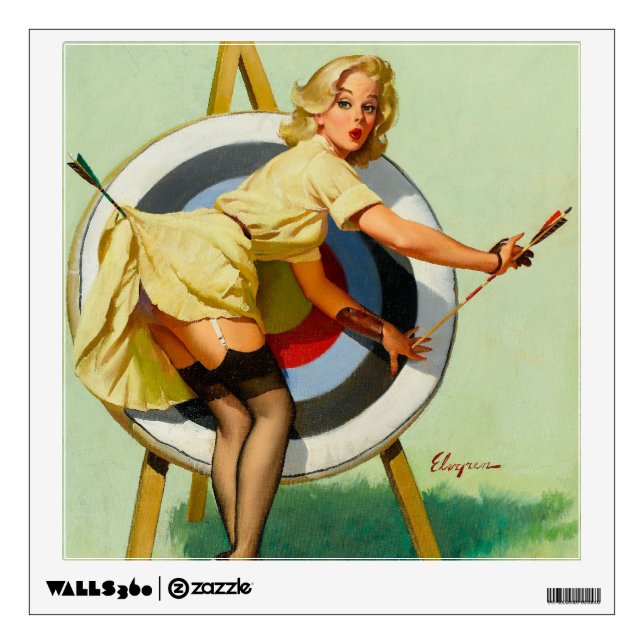 Archery Pin-Up Girl Wall Decal (Front)