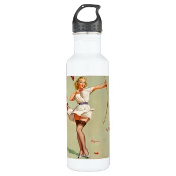 Archery Pin-up Girl Water Bottle by PinUpGallery at Zazzle