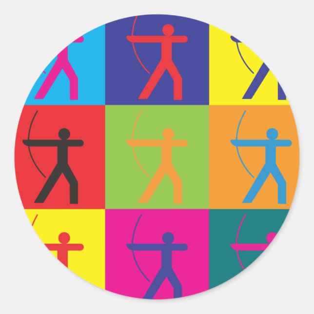 Archery Pop Art Classic Round Sticker (Front)