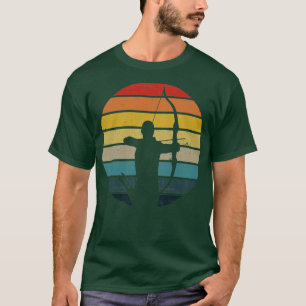 Archery Silhouette On A Distressed Retro Sunset pr T-Shirt