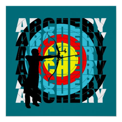 Archery Sport Cool Typography Archers Graphic Poster