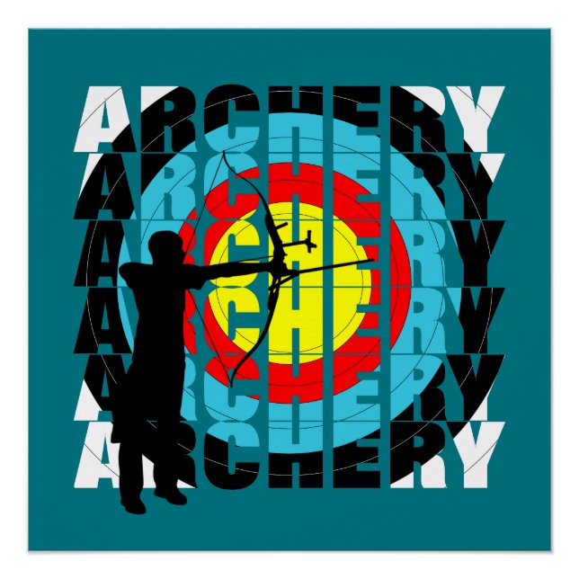 Archery Sport Cool Typography Archers Graphic Poster (Front)