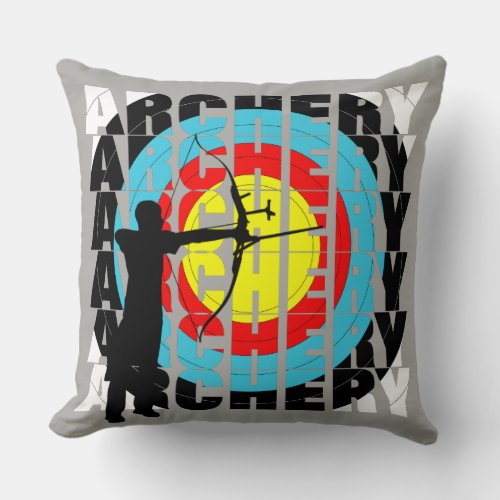 Archery Sport Cool Typography Graphic Throw Pillow