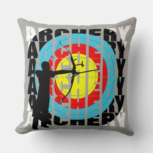 Archery Sport Cool Typography Graphic Throw Pillow (Front)