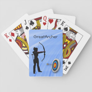 Archery Sport female archer and target Personalize Playing Cards