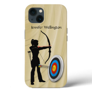 Archery Sport female silhouette and target iPhone 13 Case