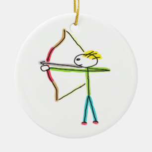 Archery Stickman Ceramic Ornament
