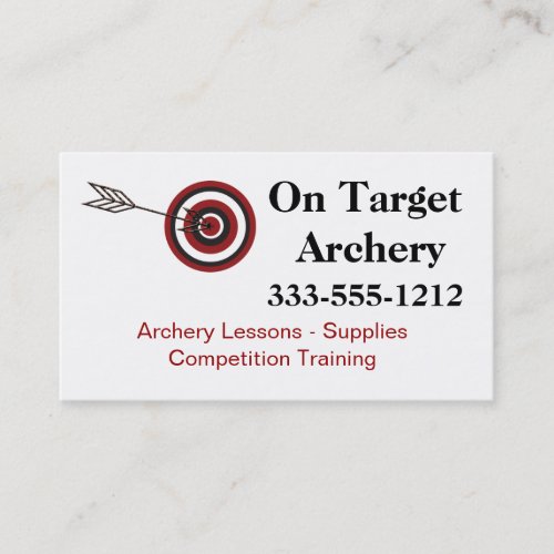 Archery Supplies and Lessons Business Card