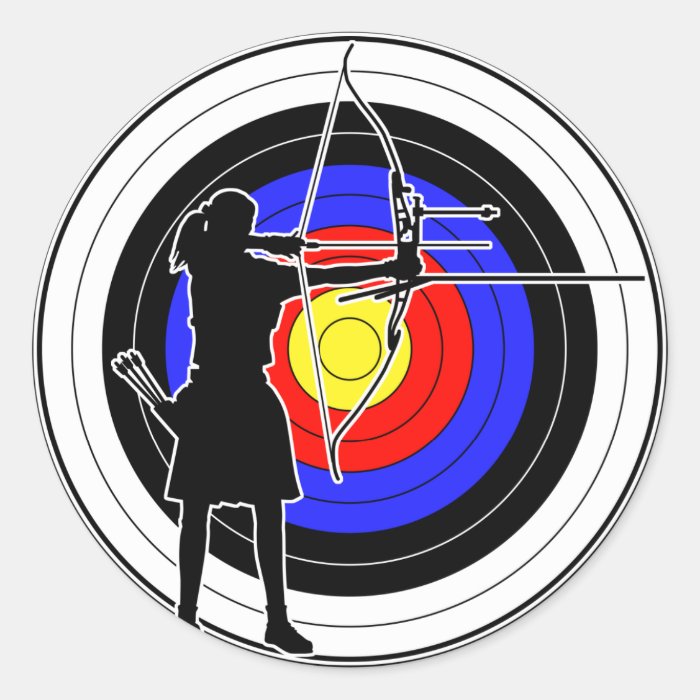 Archery & target 02 classic round sticker Zazzle