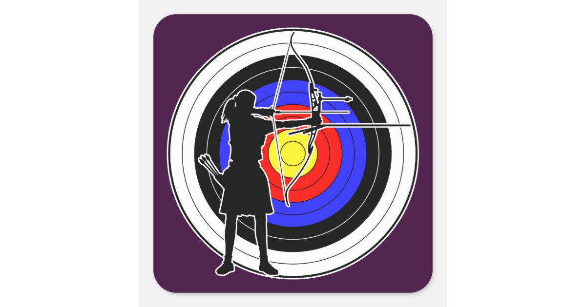 Archery & target 02 square sticker Zazzle