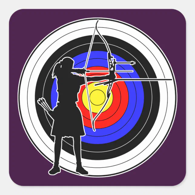 Archery & target 02 square sticker | Zazzle