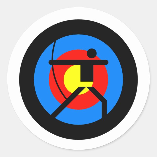 Archery Target and Archer Classic Round Sticker (Front)