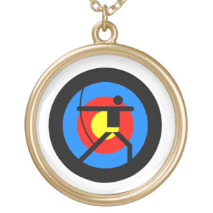 Archery Target and Archer Gold Plated Necklace