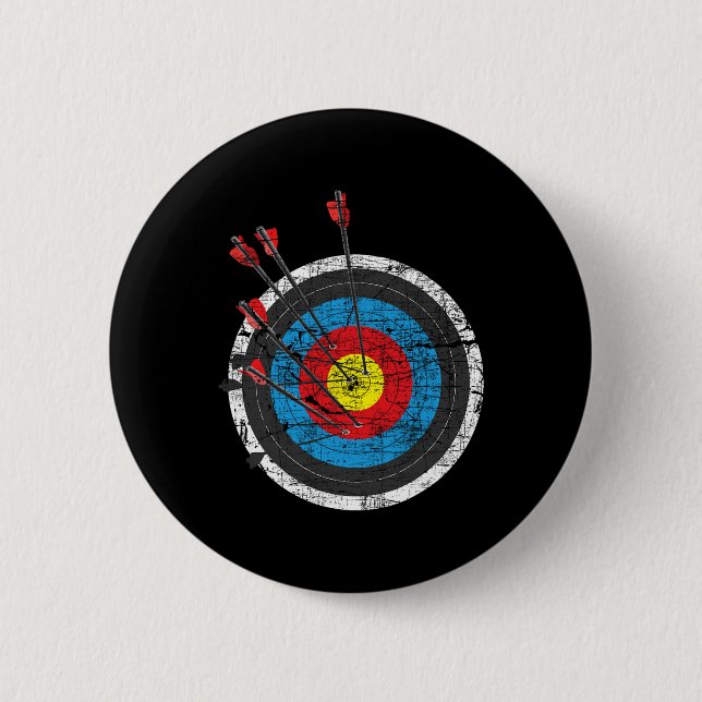 Archery Target - Archer Bowman Bow Hunting Bowhunt Button (Front)