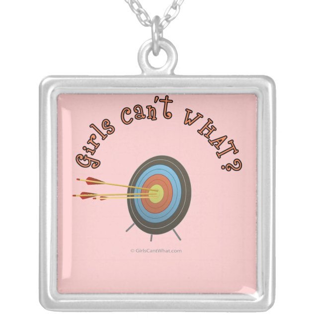 Archery Target Bullseye Silver Plated Necklace (Front)