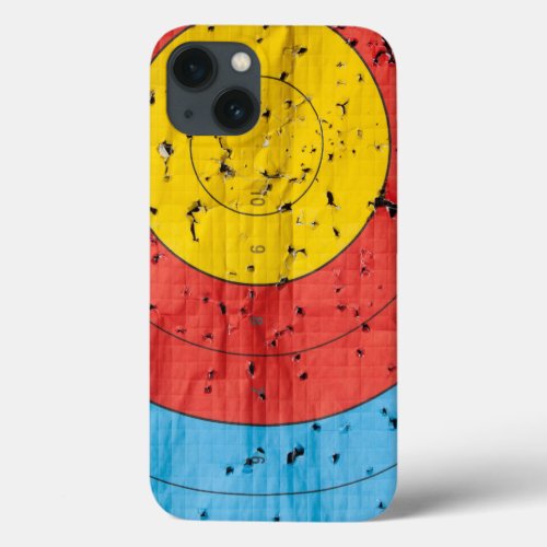 Archery target close up with many arrow holes iPhone 13 case
