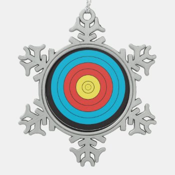 "archery Target" Design Gifts And Products Snowflake Pewter Christmas Ornament by yackerscreations at Zazzle