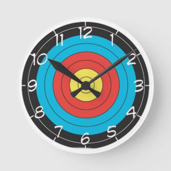 "archery Target" Design Wall Clocks by yackerscreations at Zazzle