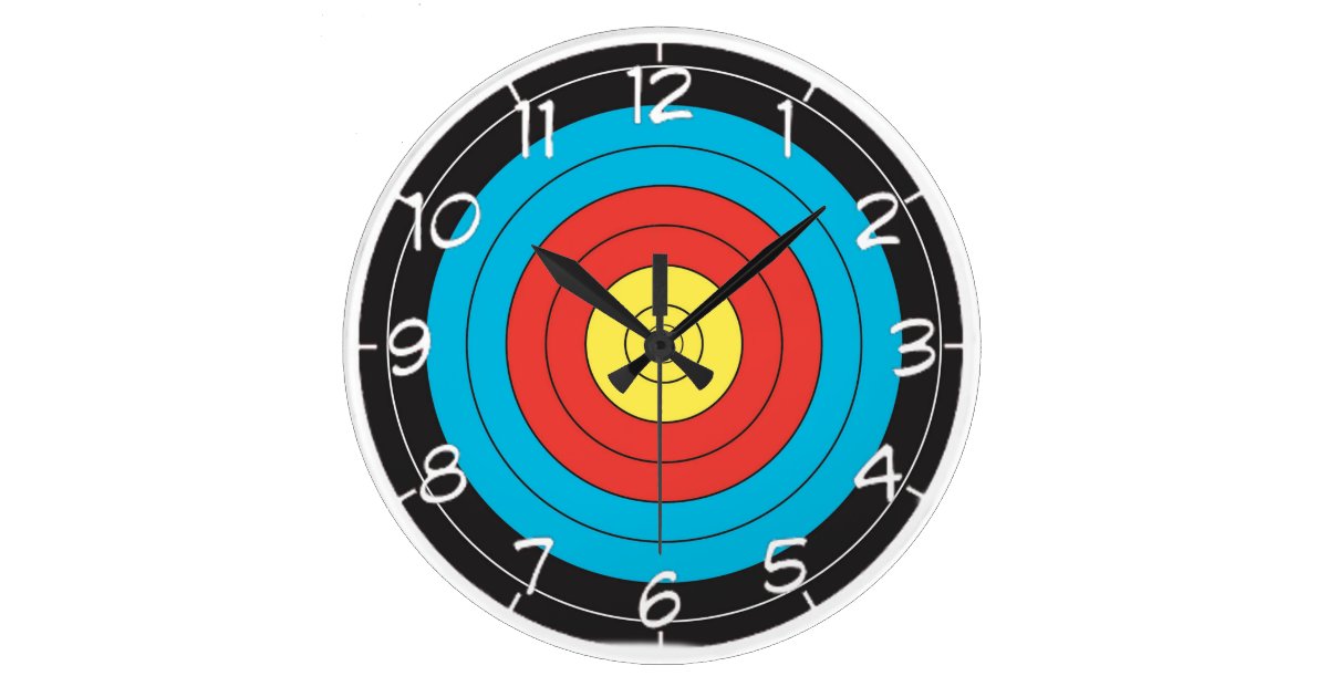 "Archery Target" design wall clocks Zazzle