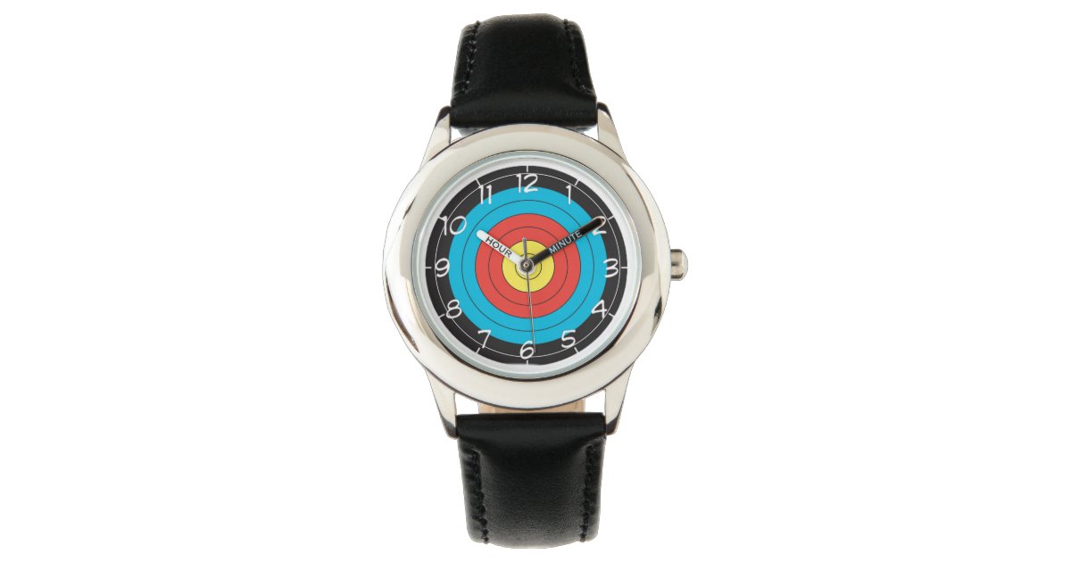 "Archery target" design wrist watches Zazzle