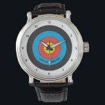 Archery Target Personalized Watch<br><div class="desc">Celebrate your love of archery with this bullseye target themed watch which can be personalizes with ANY name or team!</div>